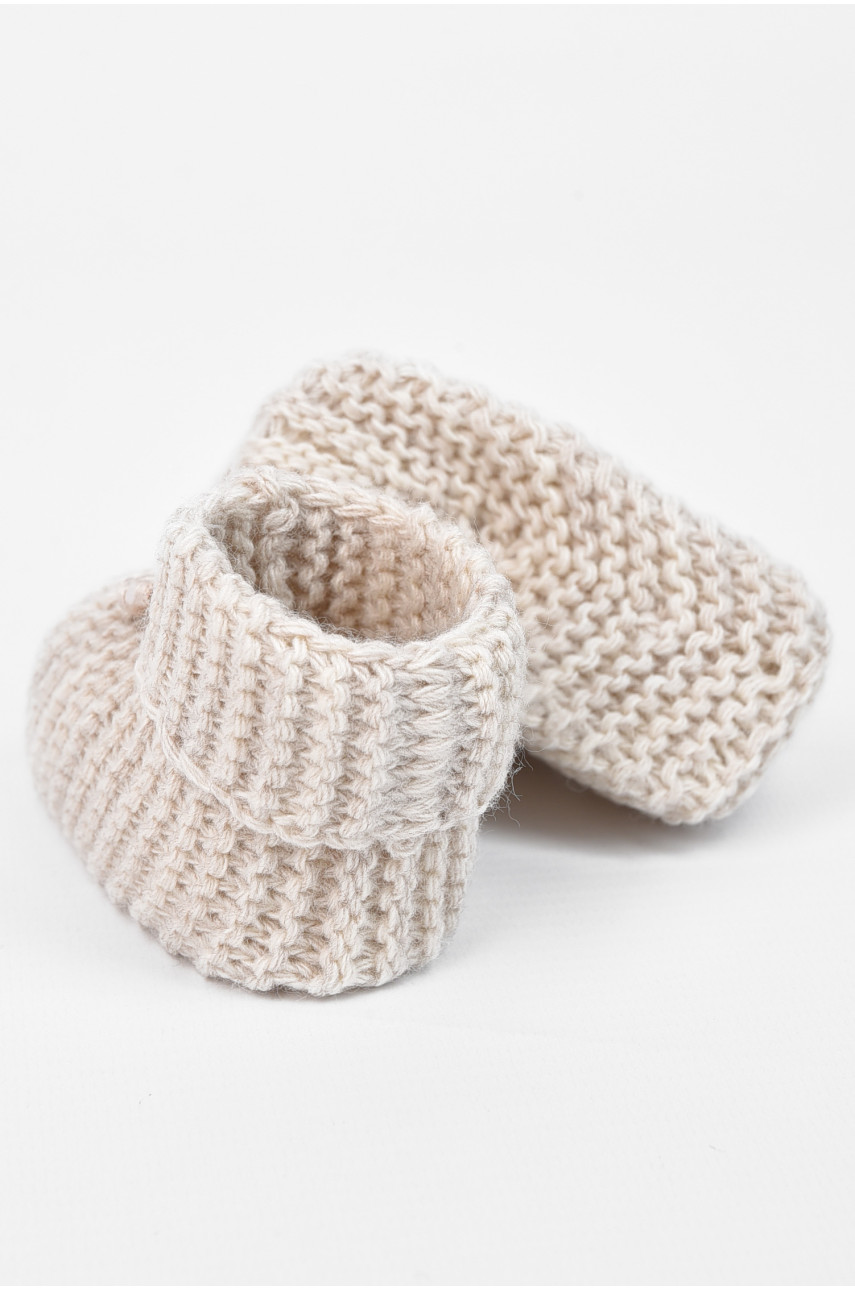 Пінетки дитячі для дівчинки в'язані бежевого кольору ТВ-78 196039