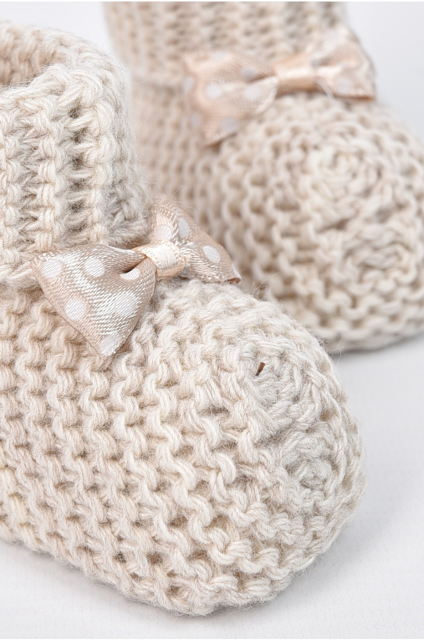 Пінетки дитячі для дівчинки в'язані бежевого кольору ТВ-78 196039