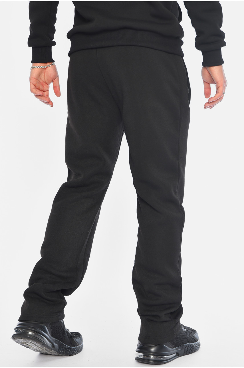 Спортивные штаны мужские на флисе черного цвета К2413 196052 Спортивные штаны мужские на флисе черного цвета К2413 196052