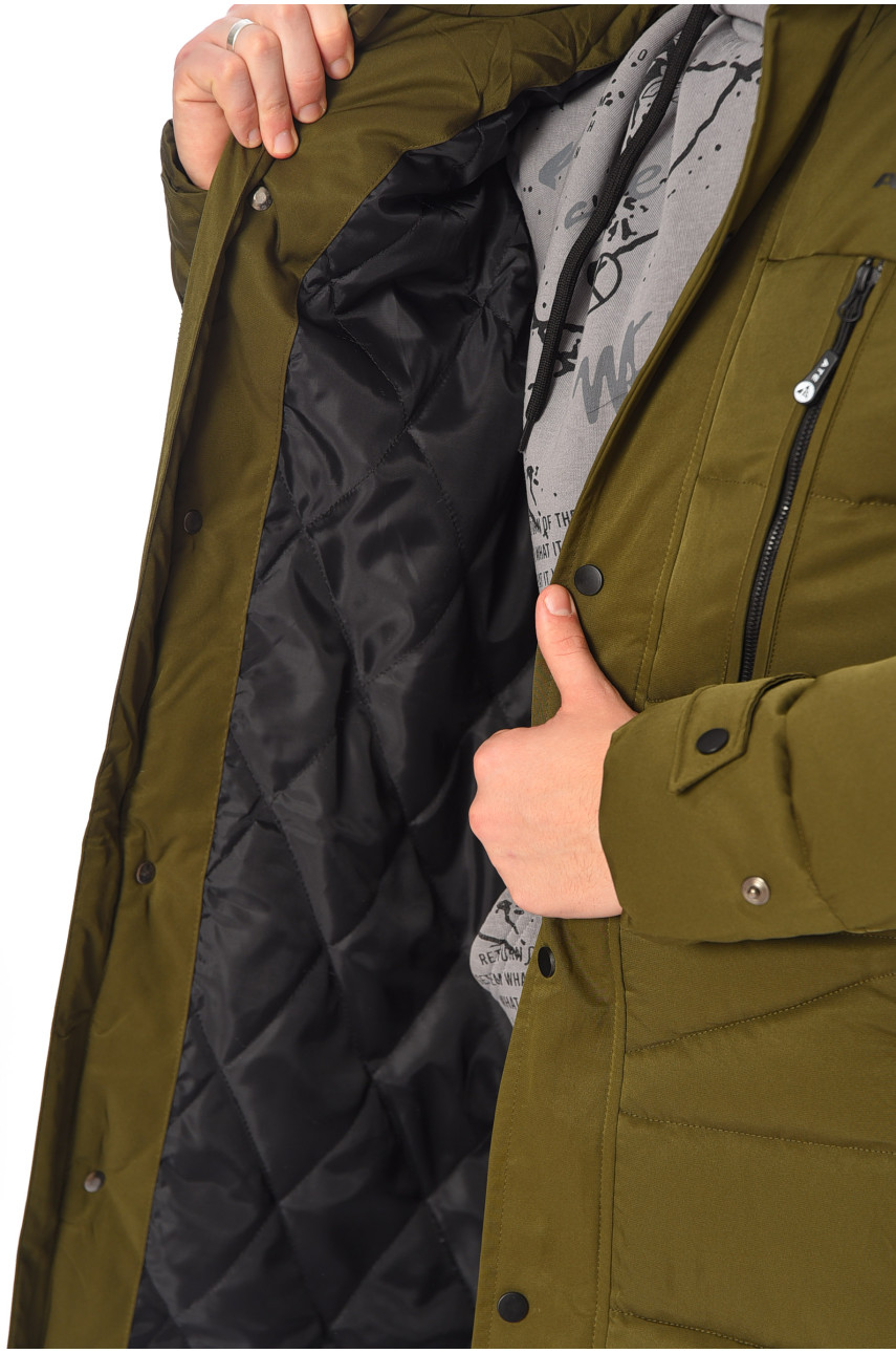 Куртка чоловіча подовжена єврозима кольору хакі 869 196062