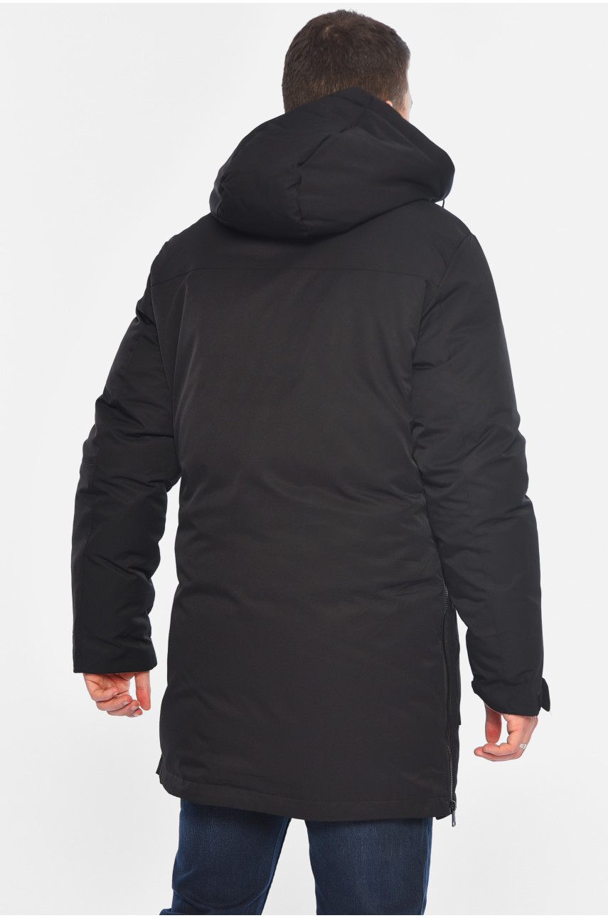 Куртка чоловіча подовжена єврозима чорного кольору 868 196064 Куртка чоловіча подовжена єврозима чорного кольору 868 196064