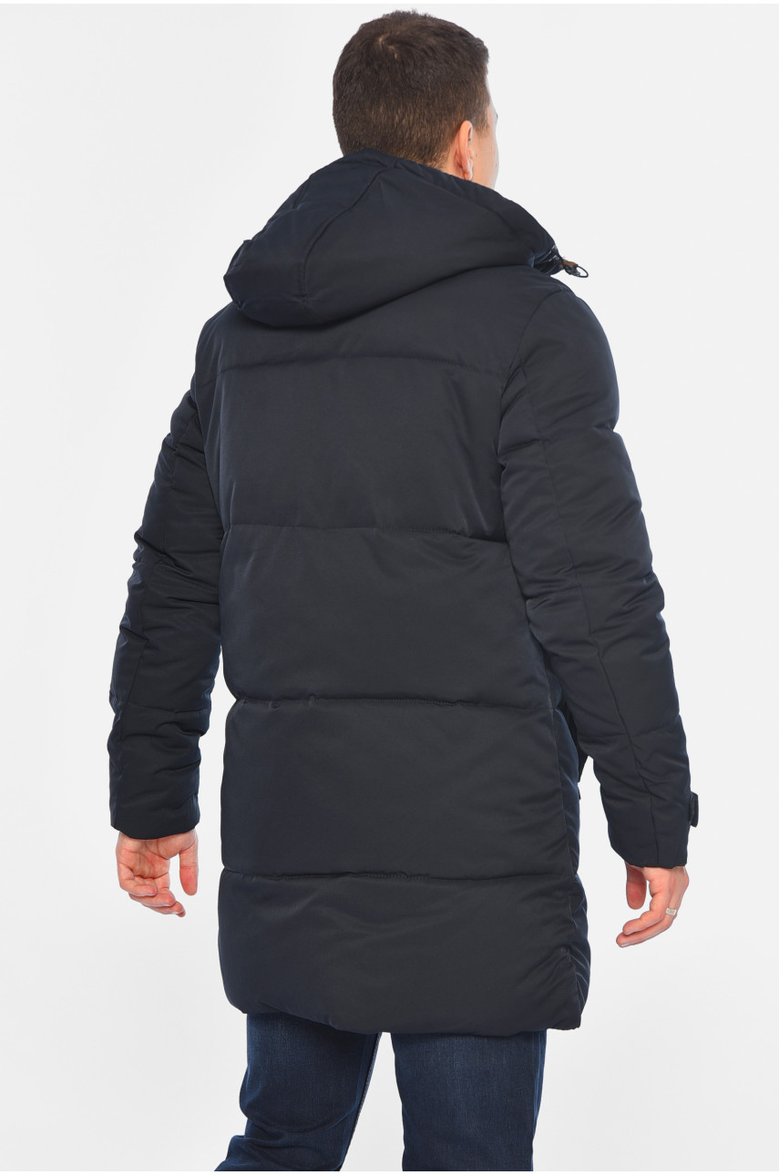Куртка мужская удлиненная еврозима темно-синего цвета 870 196065 Куртка мужская удлиненная еврозима темно-синего цвета 870 196065
