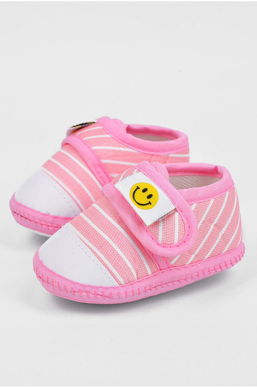 Пинетки детские для девочки на липучке розового цвета F-1 196067