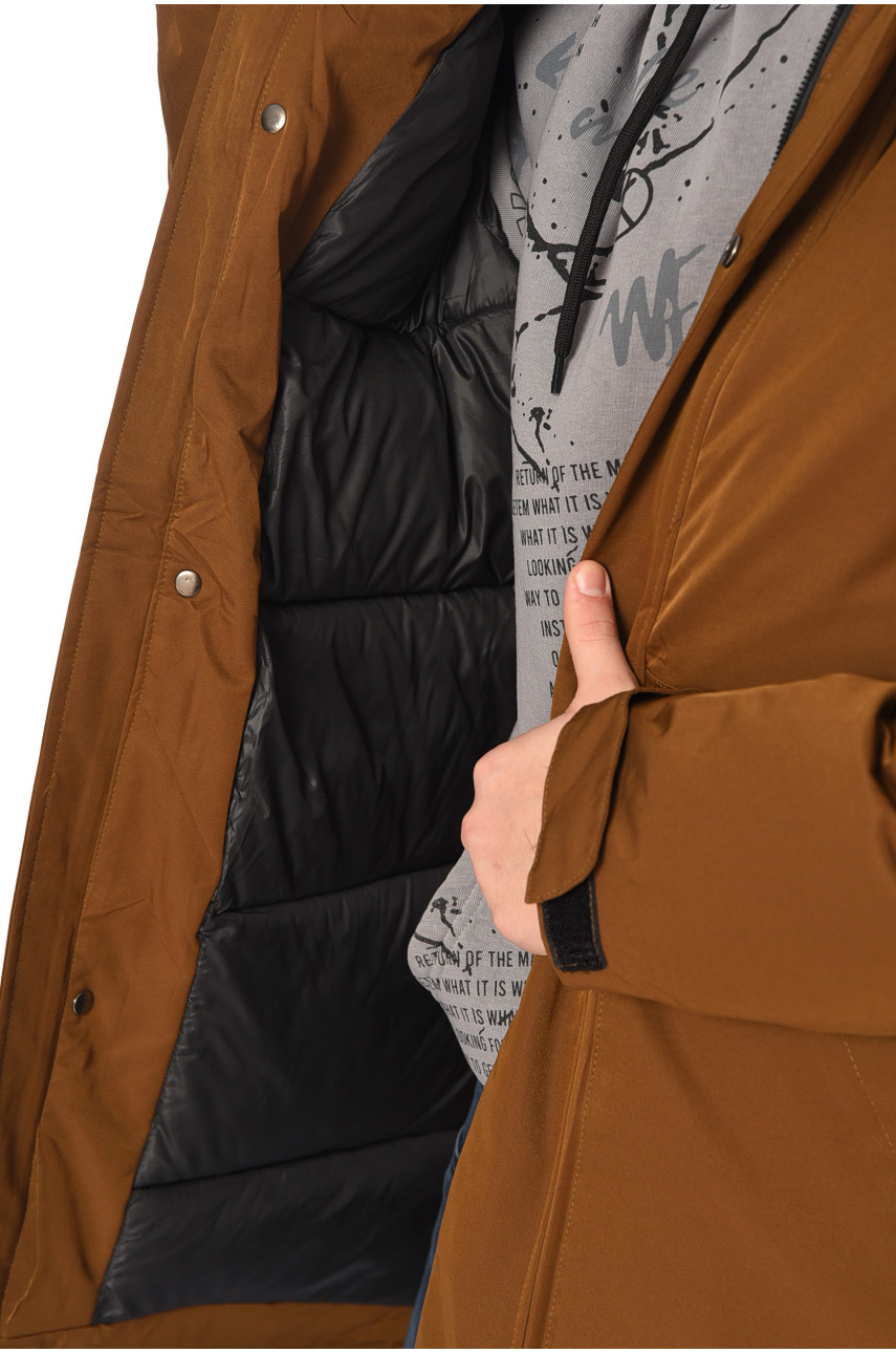 Куртка мужская удлиненная еврозима коричневого цвета 868 196068