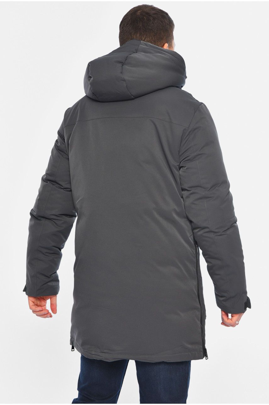 Куртка мужская удлиненная еврозима темно-серого цвета 868 196070