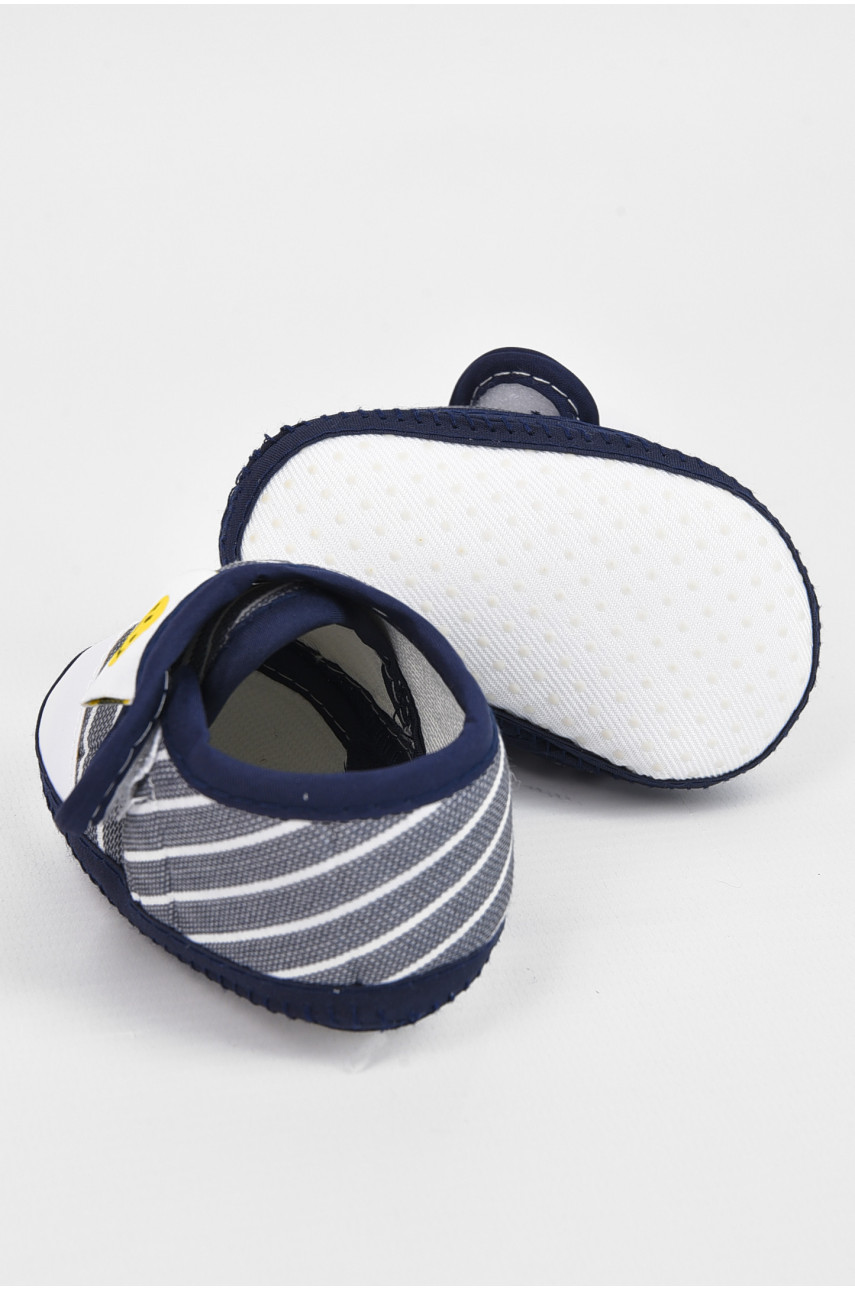 Пинетки детские для мальчика на липучке темно-синего цвета F-1 196075