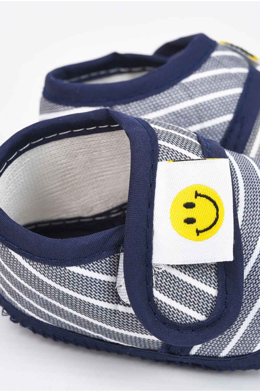 Пинетки детские для мальчика на липучке темно-синего цвета F-1 196075