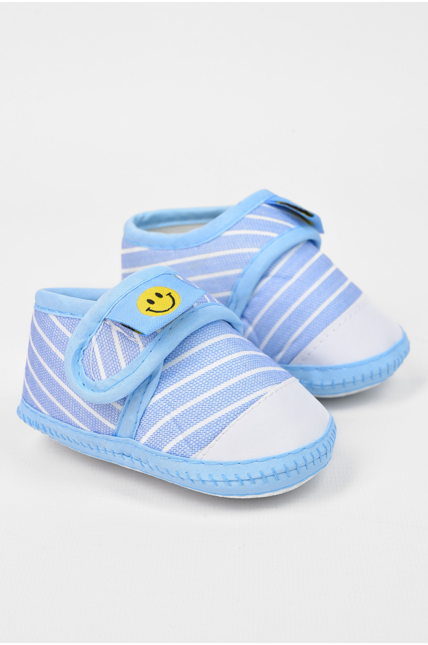 Пінетки дитячі для хлопчика на липучці блакитного кольору F-1 196076