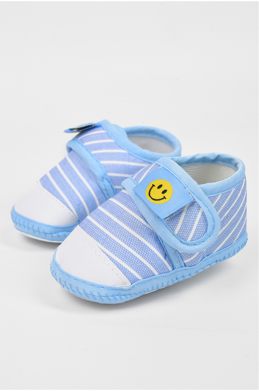 Пінетки дитячі для хлопчика на липучці блакитного кольору F-1 196076