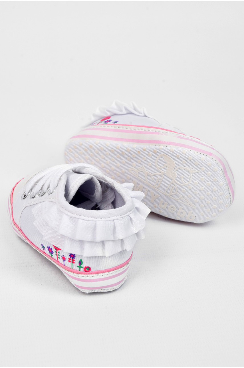 Пінетки дитячі для дівчинки білого кольору 196078 Пінетки дитячі для дівчинки білого кольору 196078