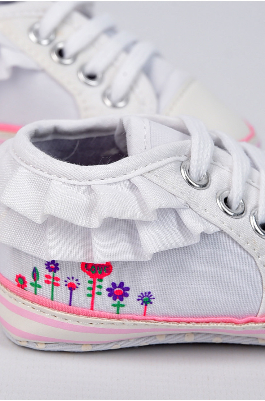 Пінетки дитячі для дівчинки білого кольору 196078 Пінетки дитячі для дівчинки білого кольору 196078