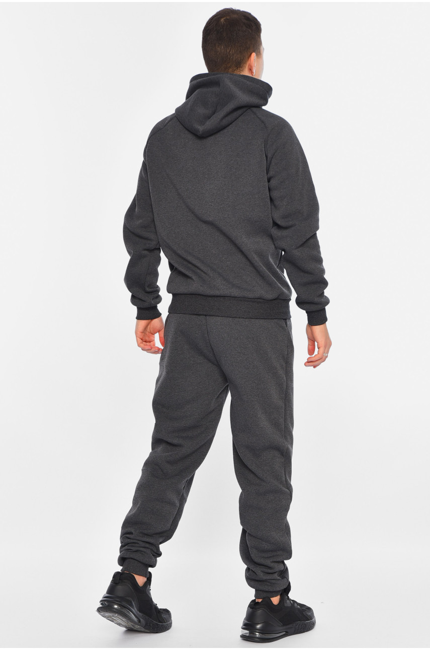 Спортивний костюм чоловічий на флісі темно-сірого кольору 196125 Спортивний костюм чоловічий на флісі темно-сірого кольору 196125