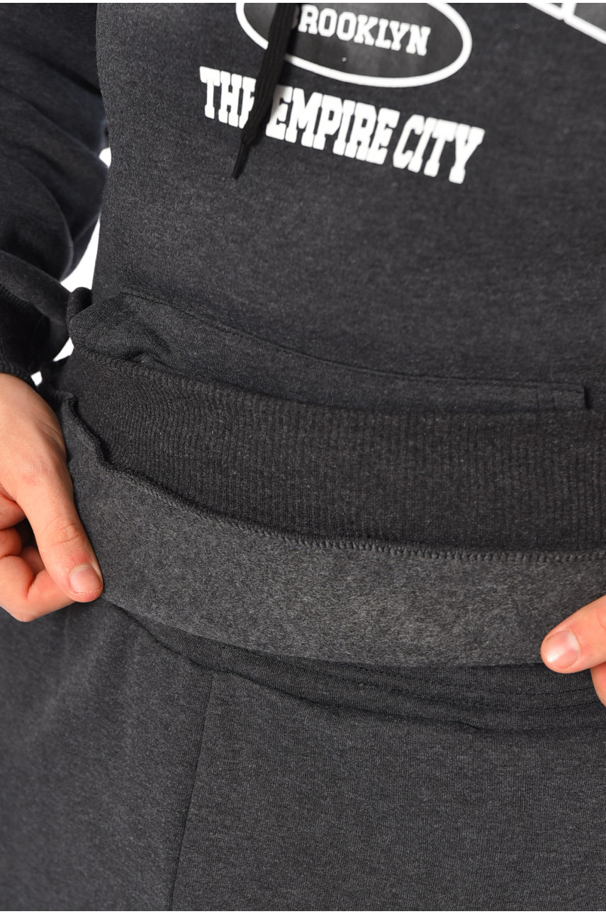 Спортивний костюм чоловічий на флісі темно-сірого кольору 196125 Спортивний костюм чоловічий на флісі темно-сірого кольору 196125