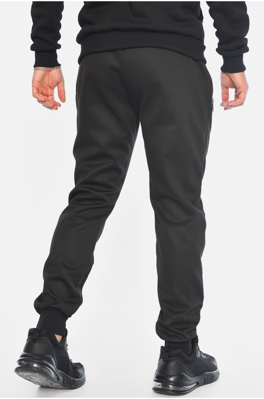 Спортивні штани чоловічі на штучному хутрі чорного кольору А43 196152