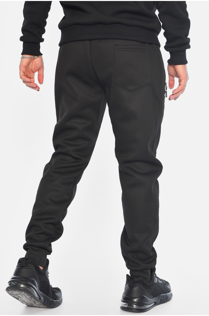 Спортивні штани чоловічі на флісі чорного кольору А36 196155