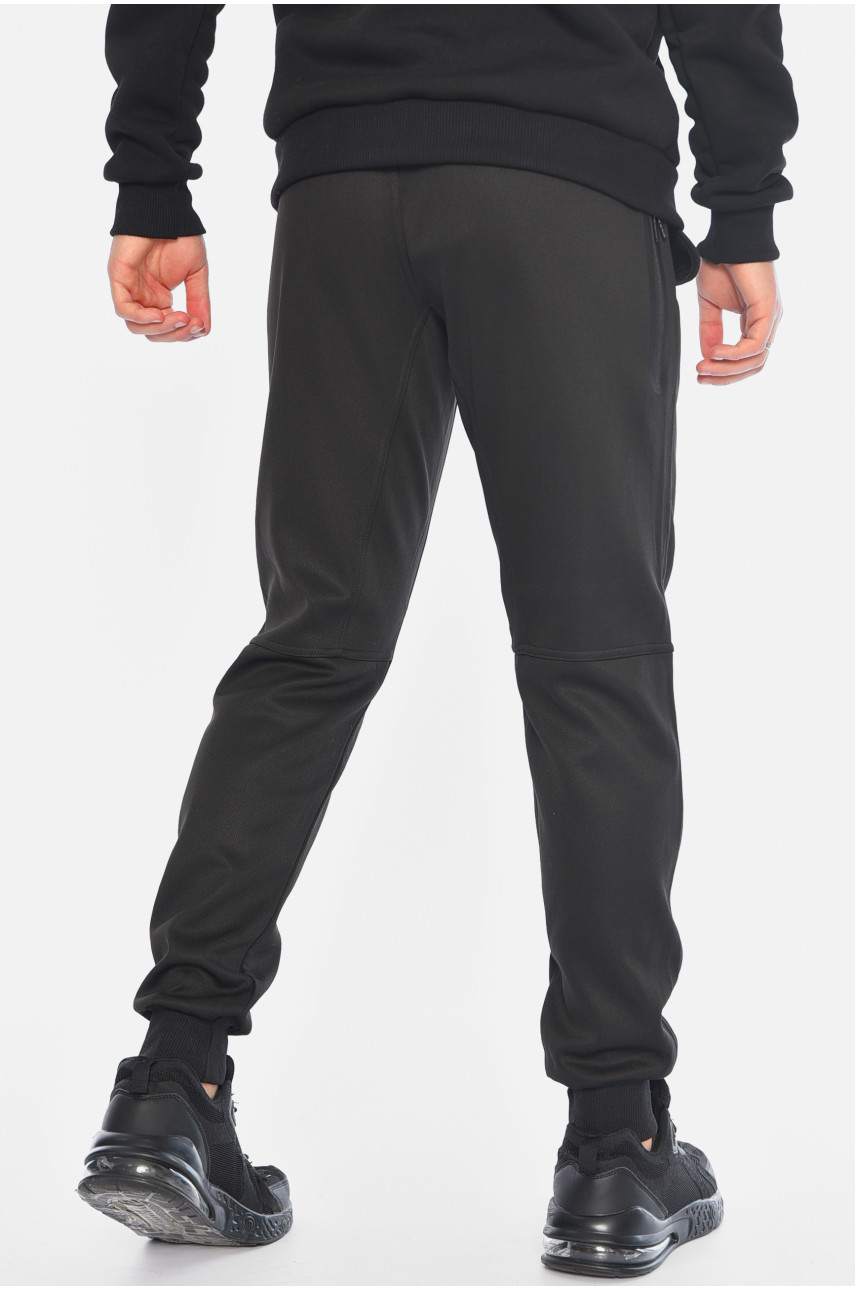 Спортивні штани чоловічі на штучному хутрі чорного кольору А37 196156