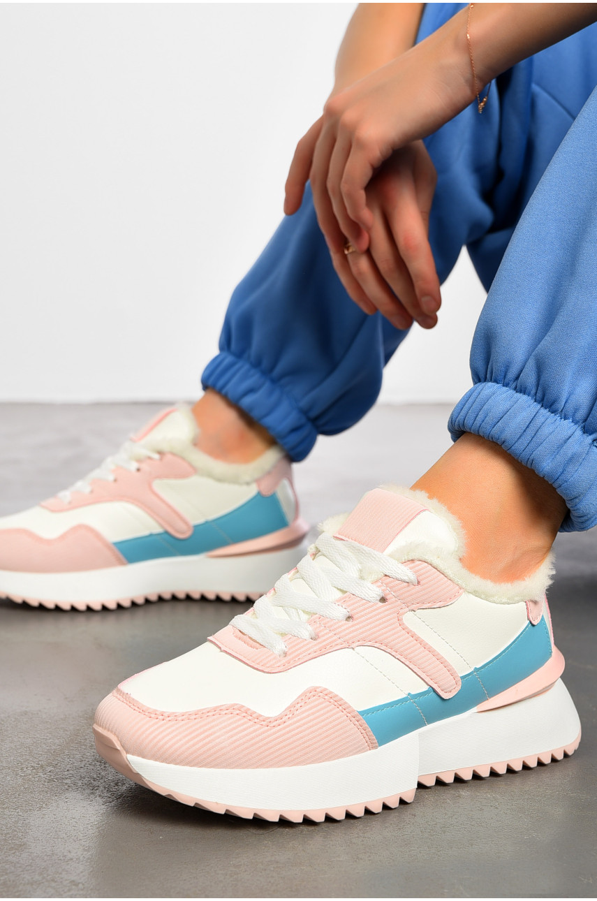 Кросівки жіночі зимові білого кольору на шнурівці В924-4 196186