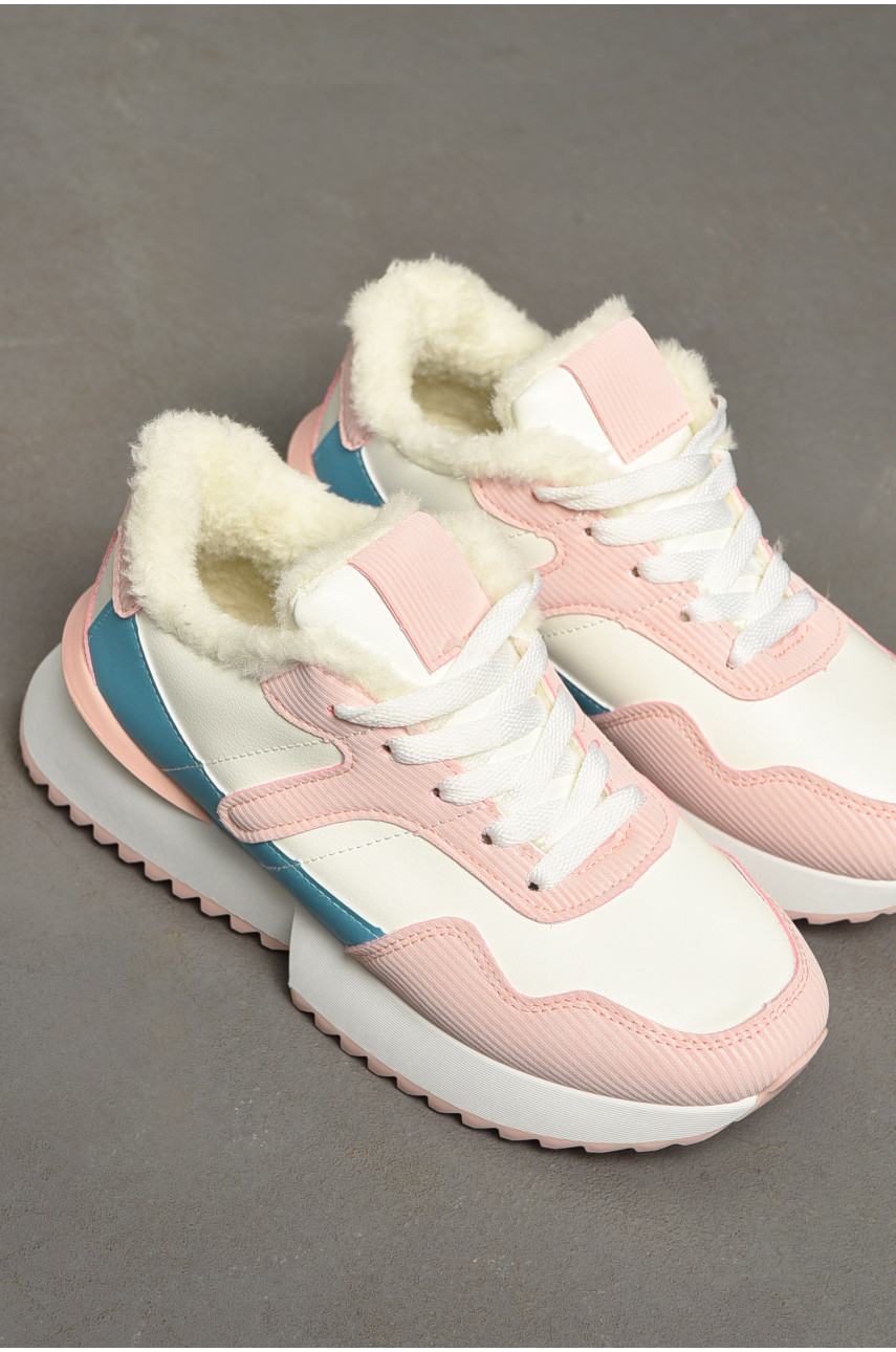 Кросівки жіночі зимові білого кольору на шнурівці В924-4 196186