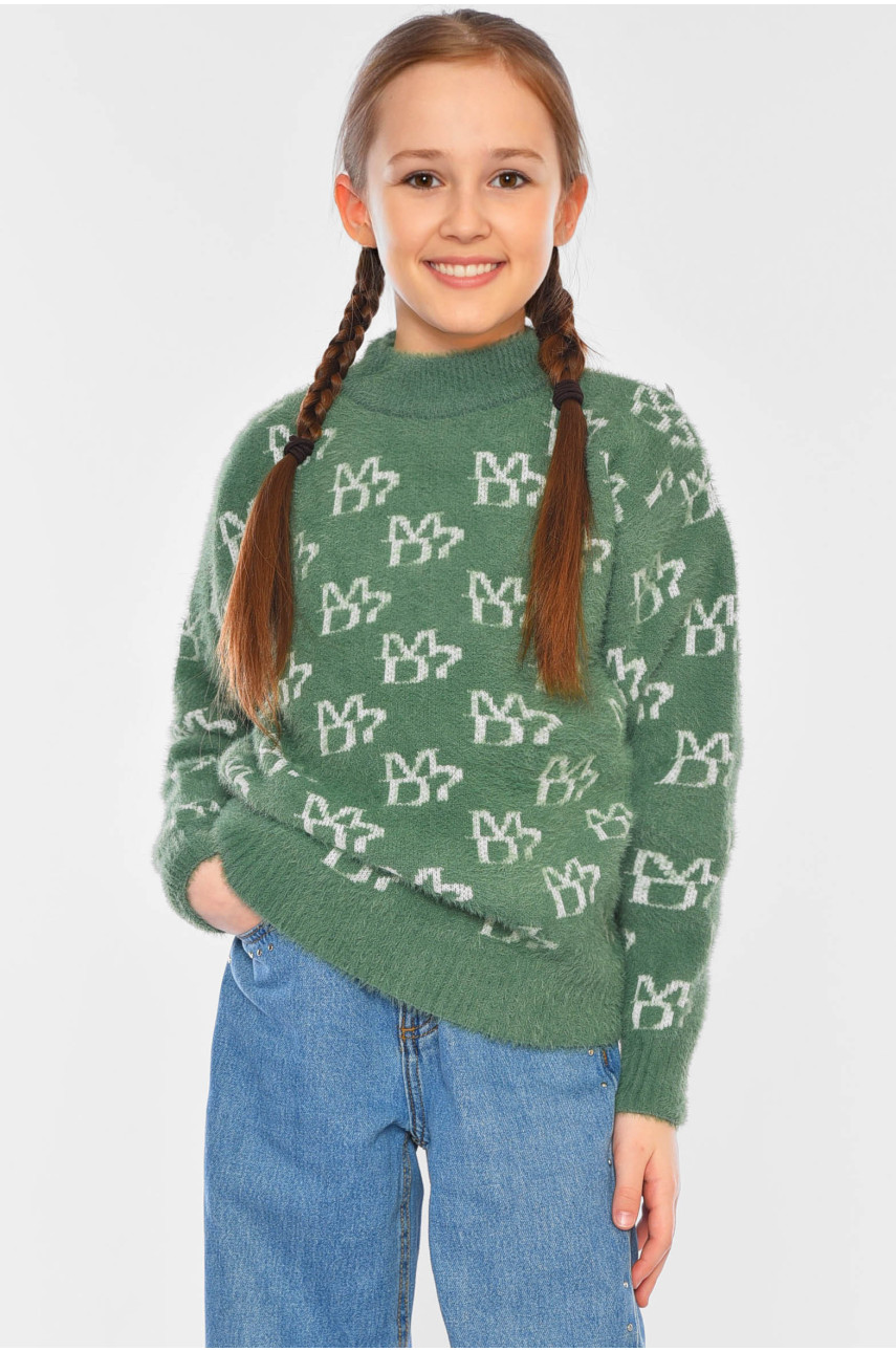 Свитер детский для девочки зеленого цвета 215 196208