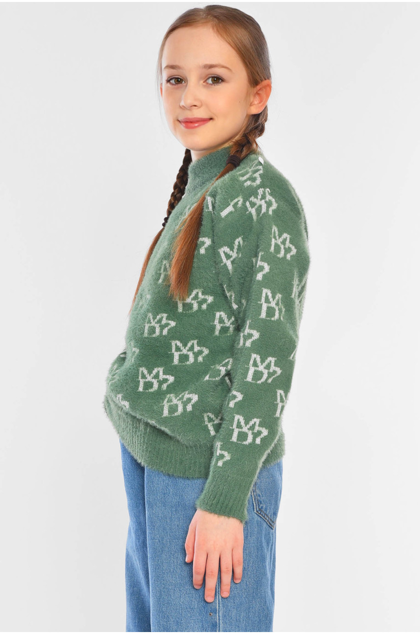 Свитер детский для девочки зеленого цвета 215 196208