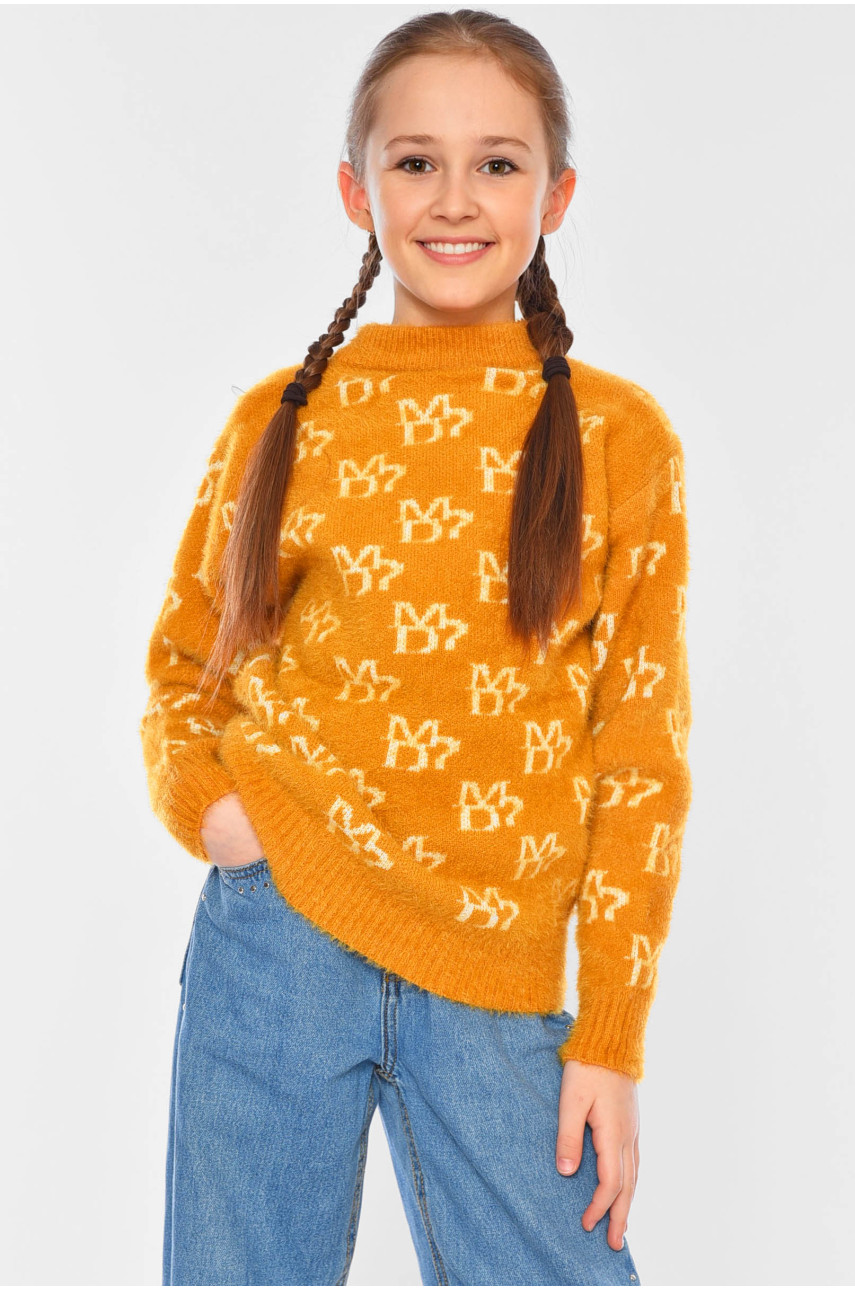 Свитер детский для девочки горчичного цвета 215 196210