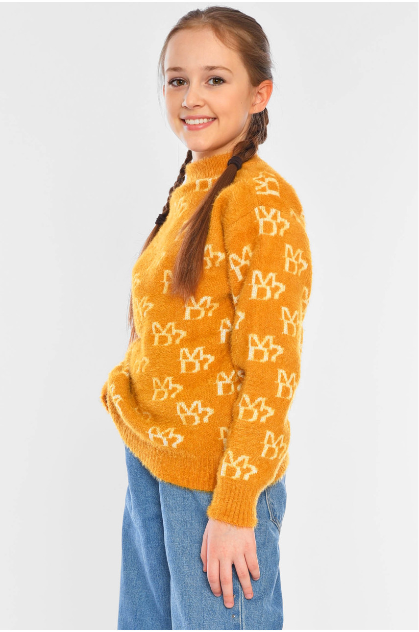 Свитер детский для девочки горчичного цвета 215 196210