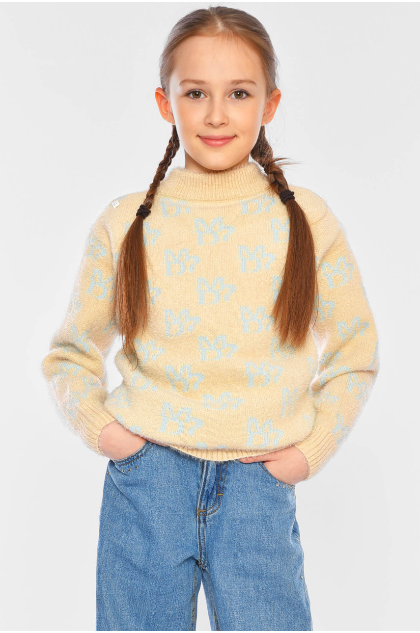 Свитер детский для девочки бежевого цвета 215 196213