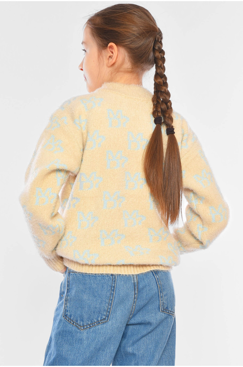 Свитер детский для девочки бежевого цвета 215 196213 Свитер детский для девочки бежевого цвета 215 196213