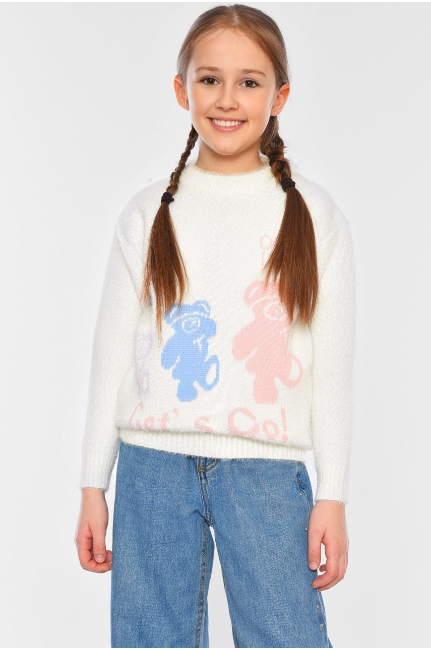 Свитер детский для девочки белого цвета 387 196214