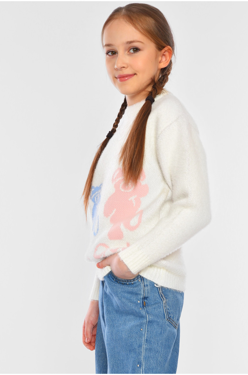 Свитер детский для девочки белого цвета 387 196214