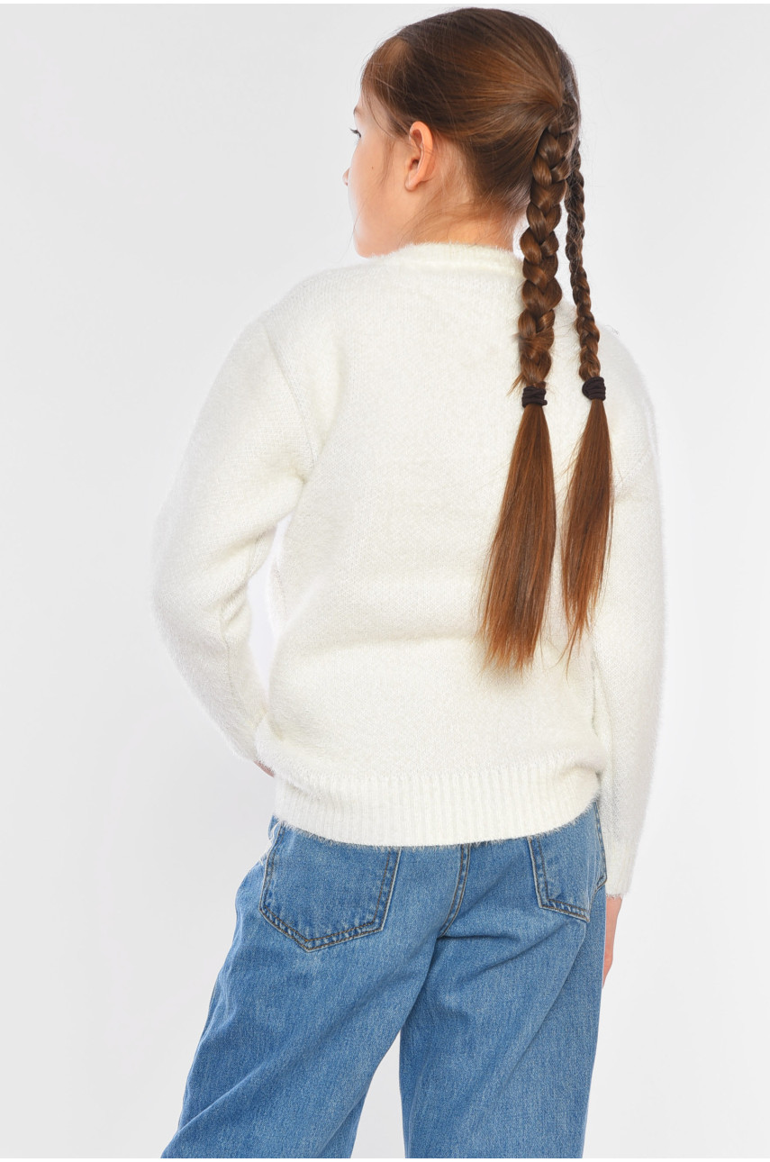 Свитер детский для девочки белого цвета 387 196214 Свитер детский для девочки белого цвета 387 196214