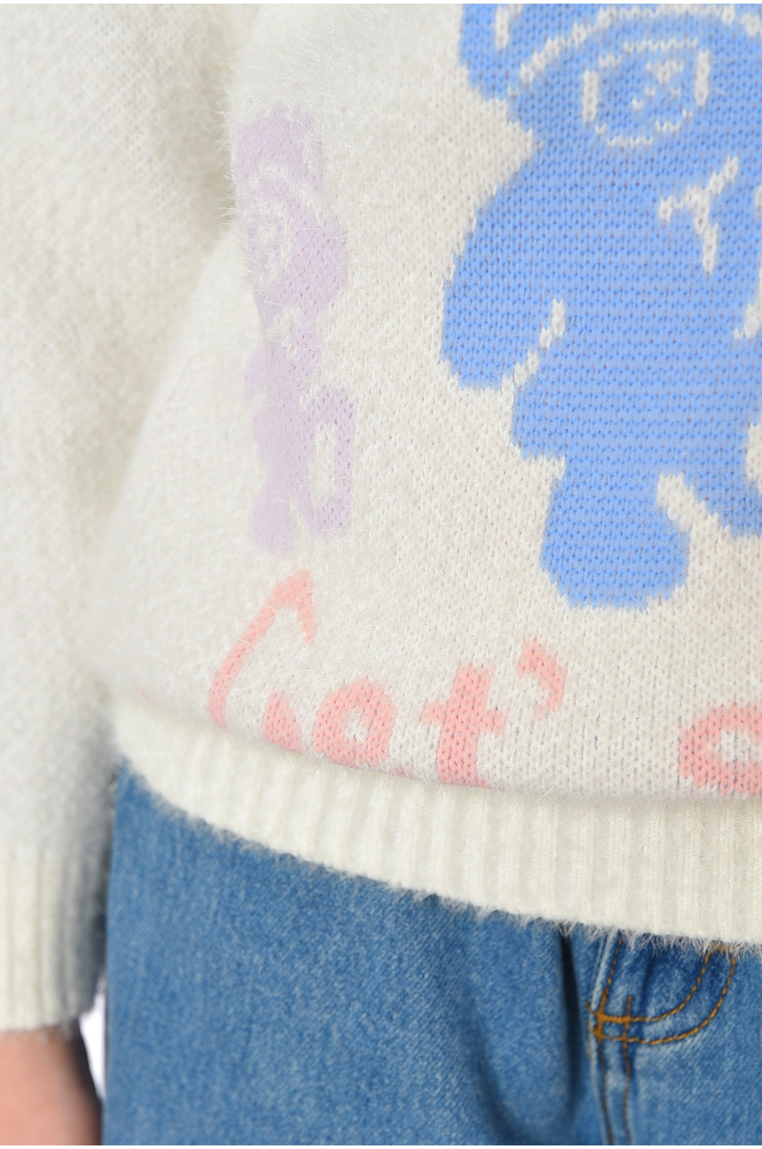 Свитер детский для девочки белого цвета 387 196214 Свитер детский для девочки белого цвета 387 196214