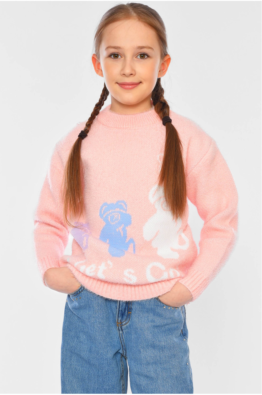 Свитер детский для девочки розового цвета 387 196215