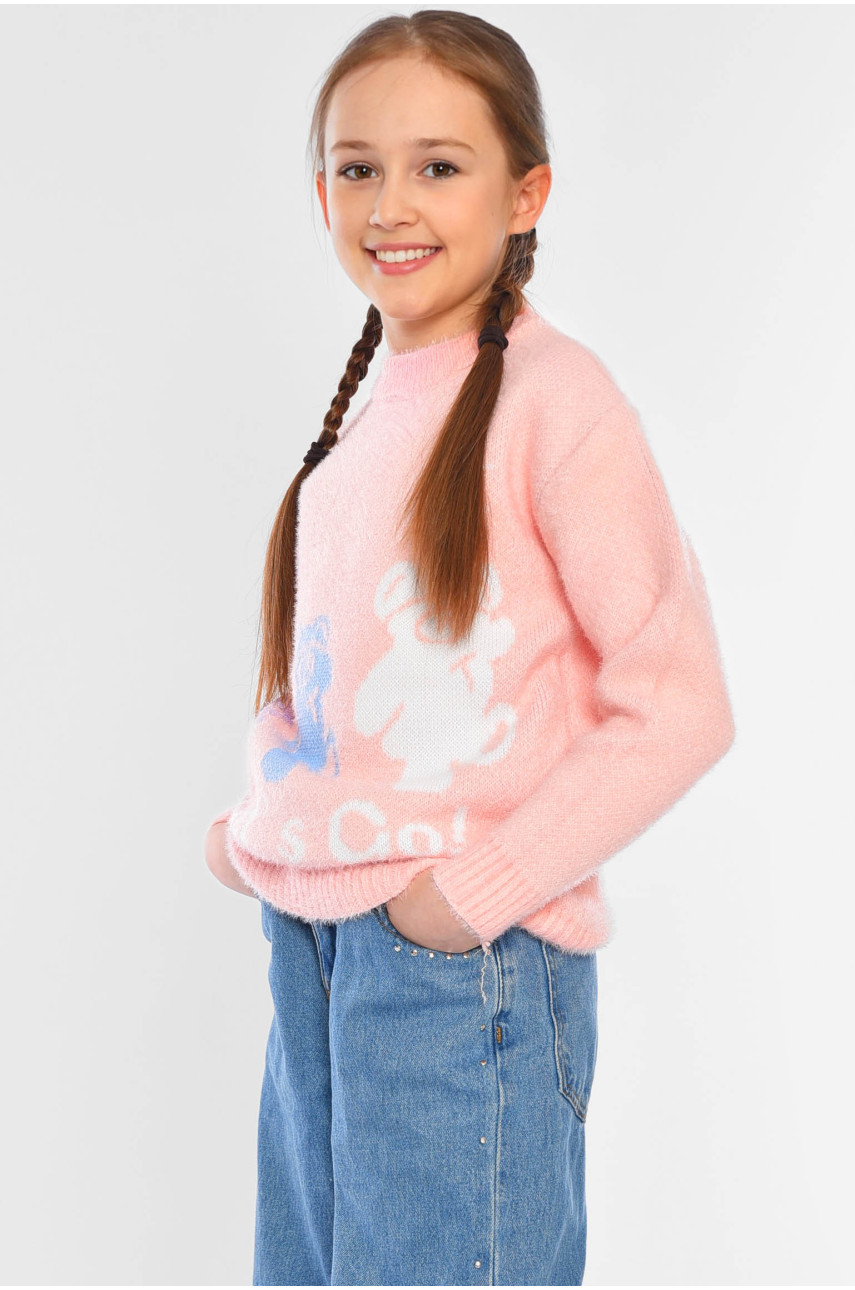 Свитер детский для девочки розового цвета 387 196215
