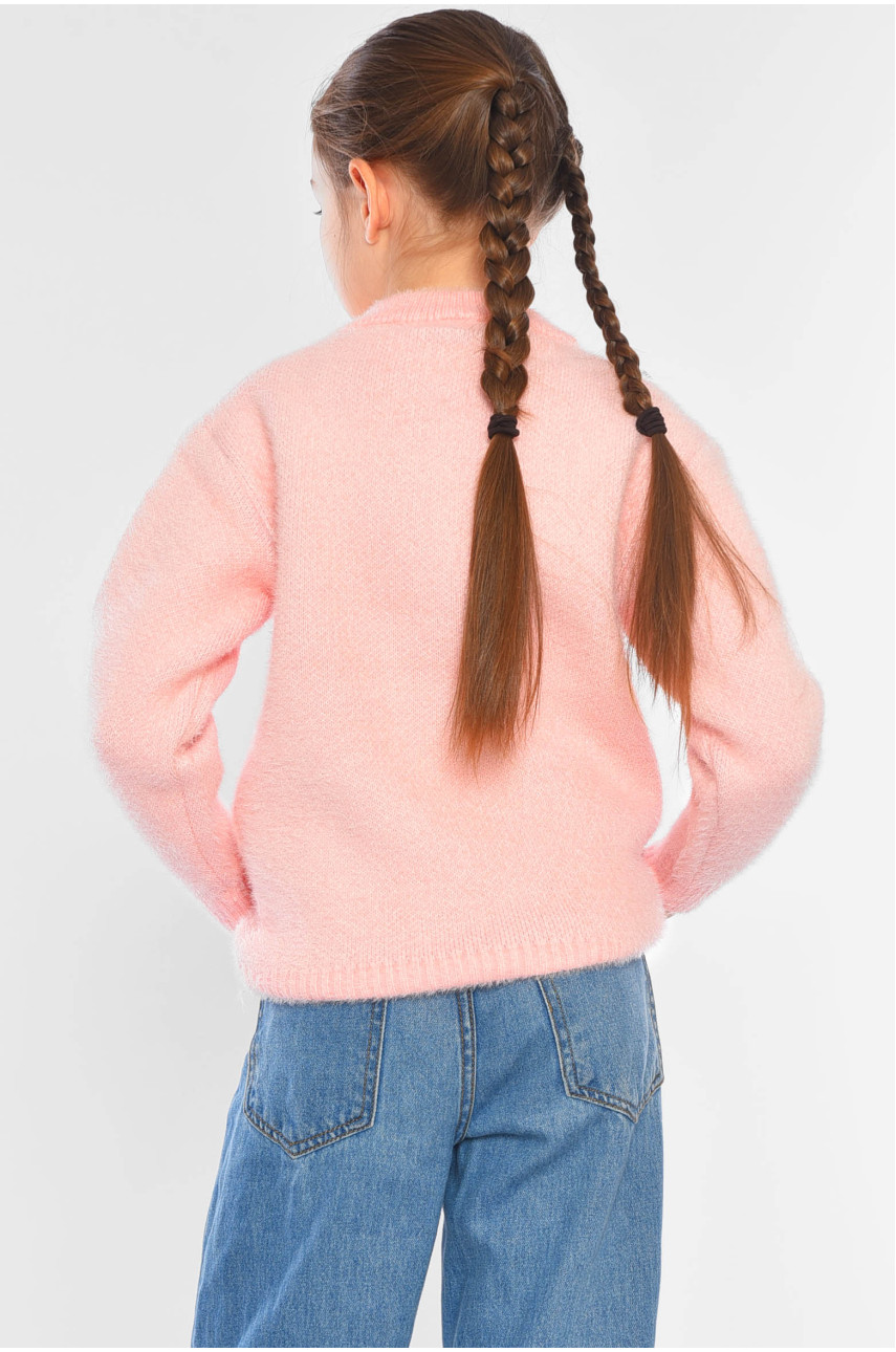 Свитер детский для девочки розового цвета 387 196215 Свитер детский для девочки розового цвета 387 196215