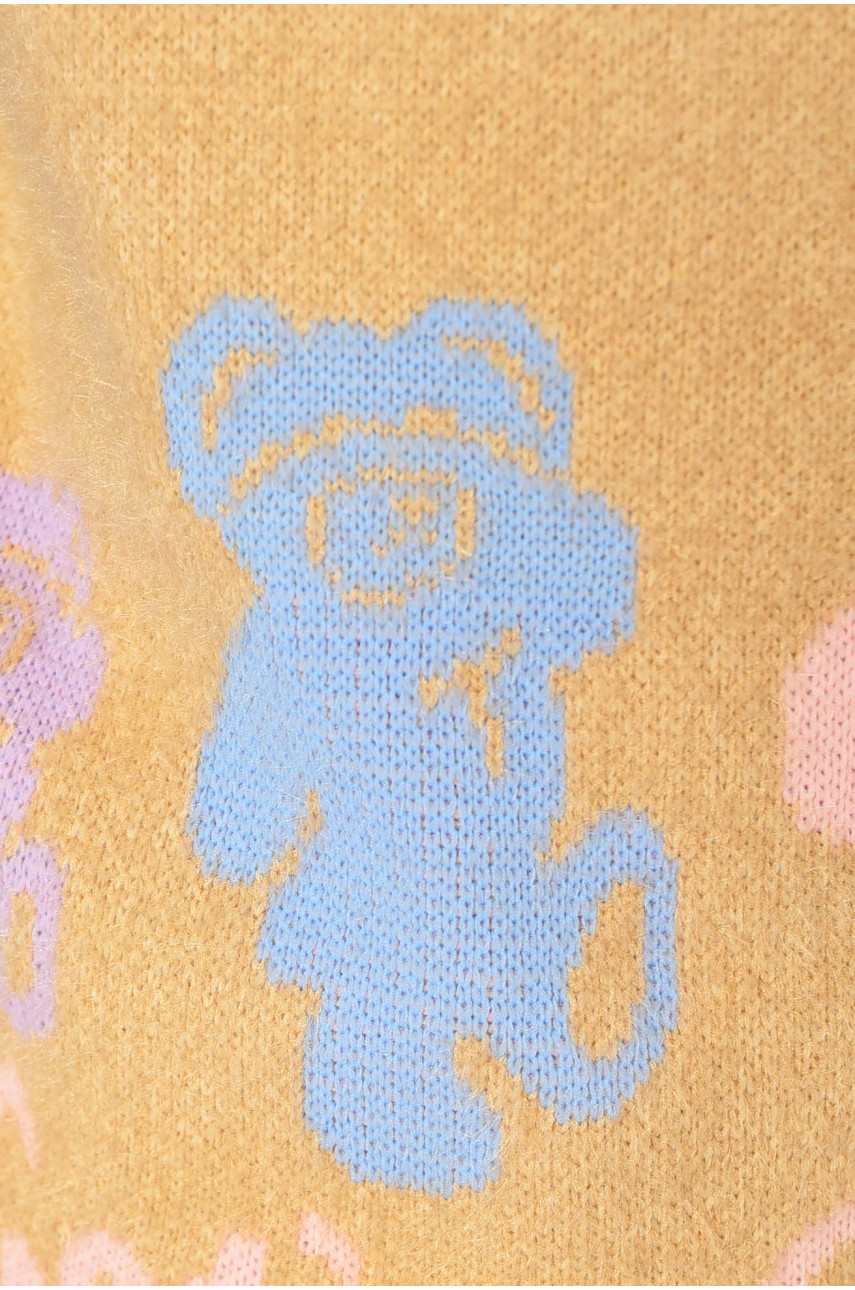 Свитер детский для девочки бежевого цвета 387 196216 Свитер детский для девочки бежевого цвета 387 196216