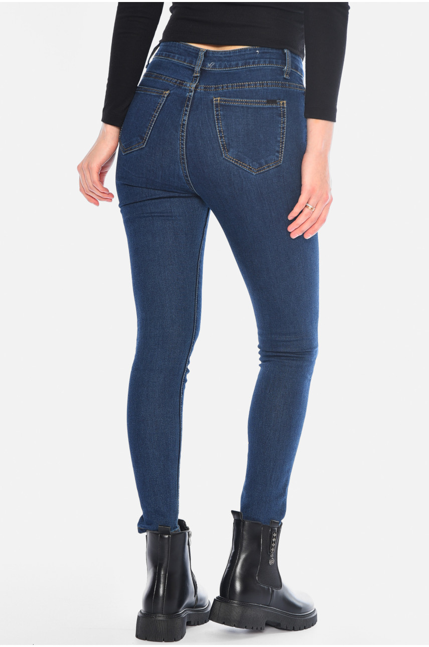 Джинси жіночі скінні темно-синього кольору 7651 196258 Джинси жіночі скінні темно-синього кольору 7651 196258