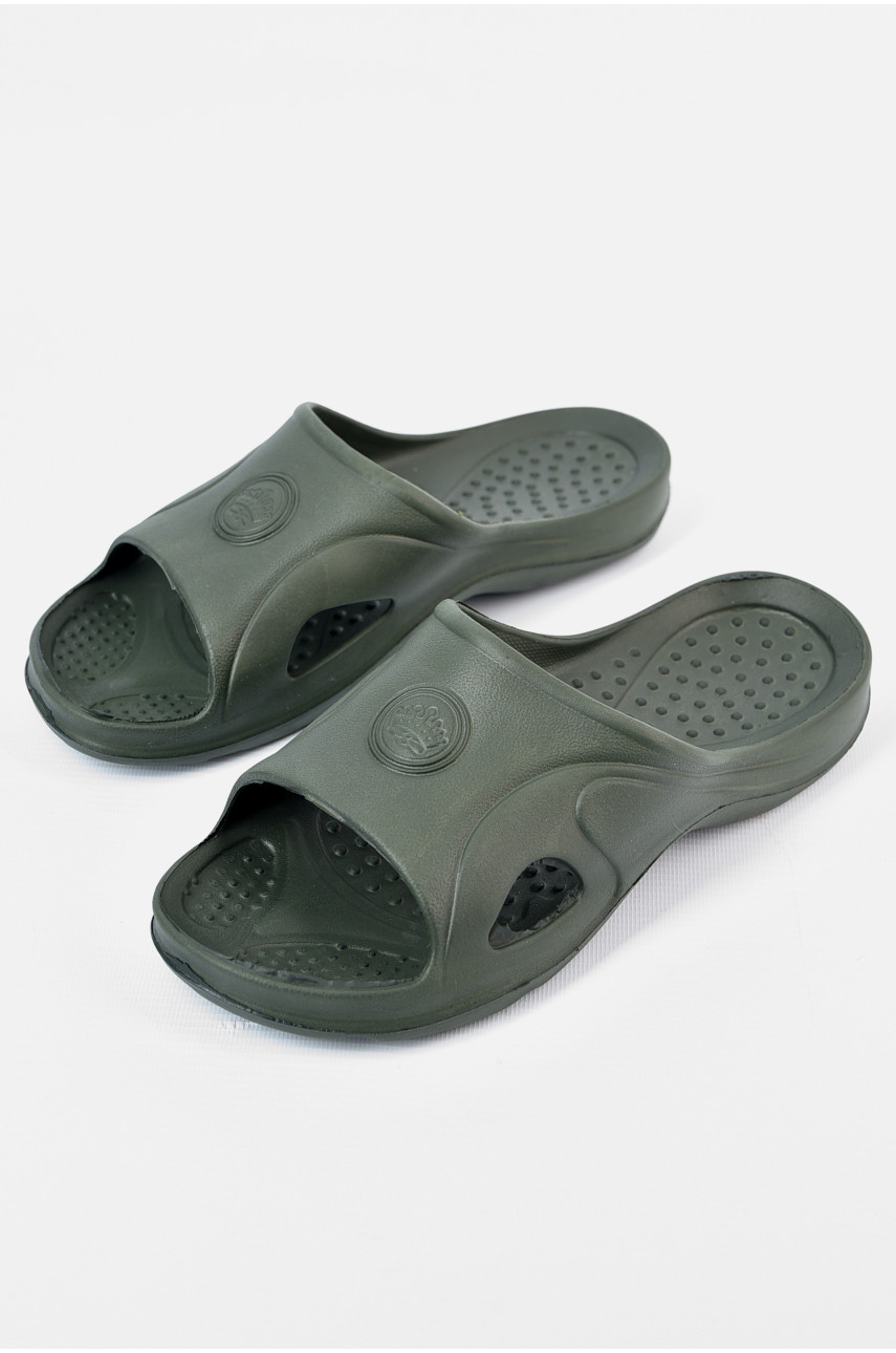 Шлепки пена мужские темно-зеленого цвета П-29 196289