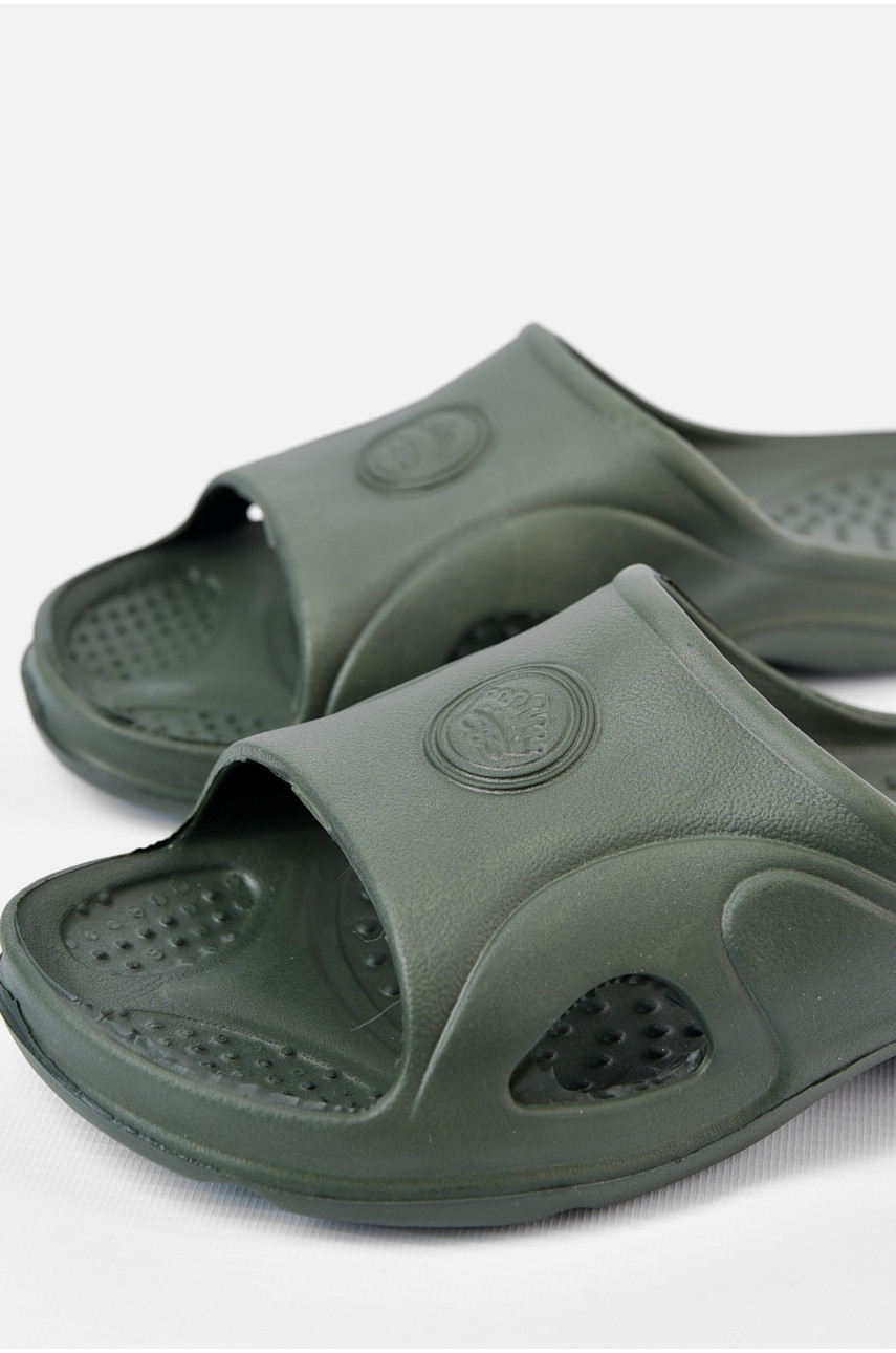 Шлепки пена мужские темно-зеленого цвета П-29 196289