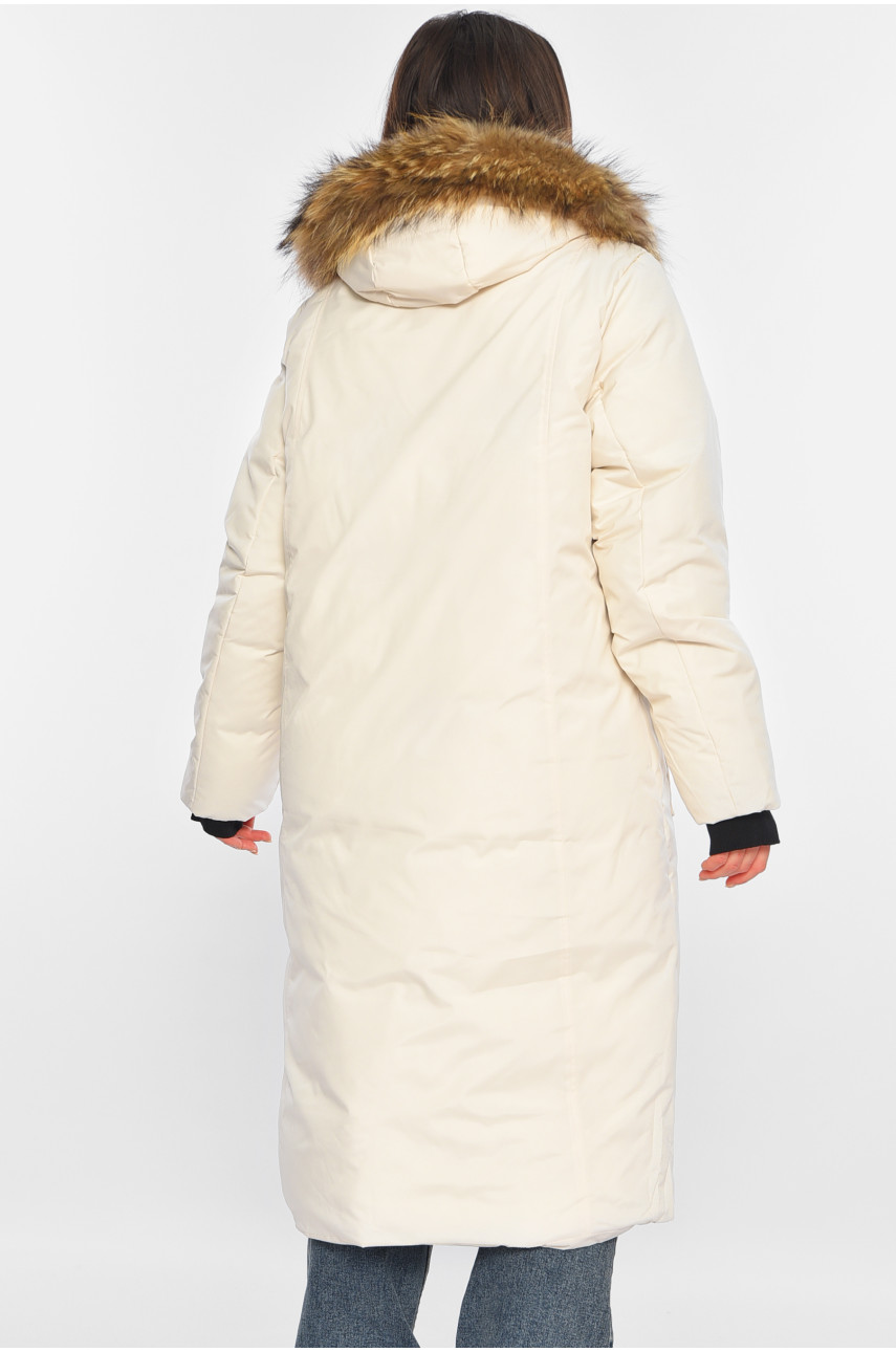 Куртка жіноча подовжена зима білого кольору 8373 196298