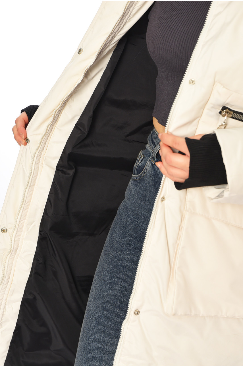 Куртка жіноча подовжена зима білого кольору 8373 196298