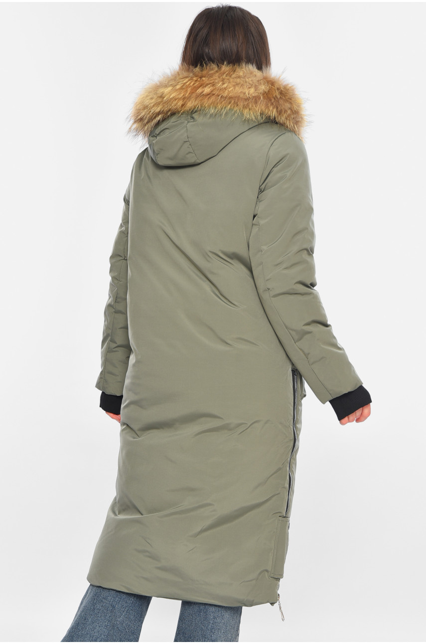 Куртка жіноча подовжена зима зеленого кольору 8366 196302