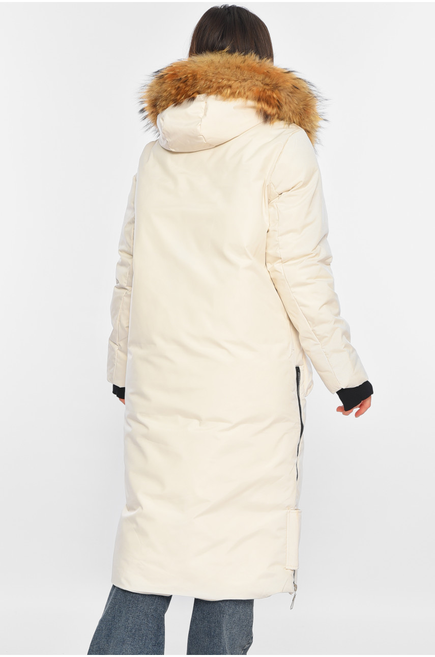 Куртка жіноча подовжена зима білого кольору 8366 196308
