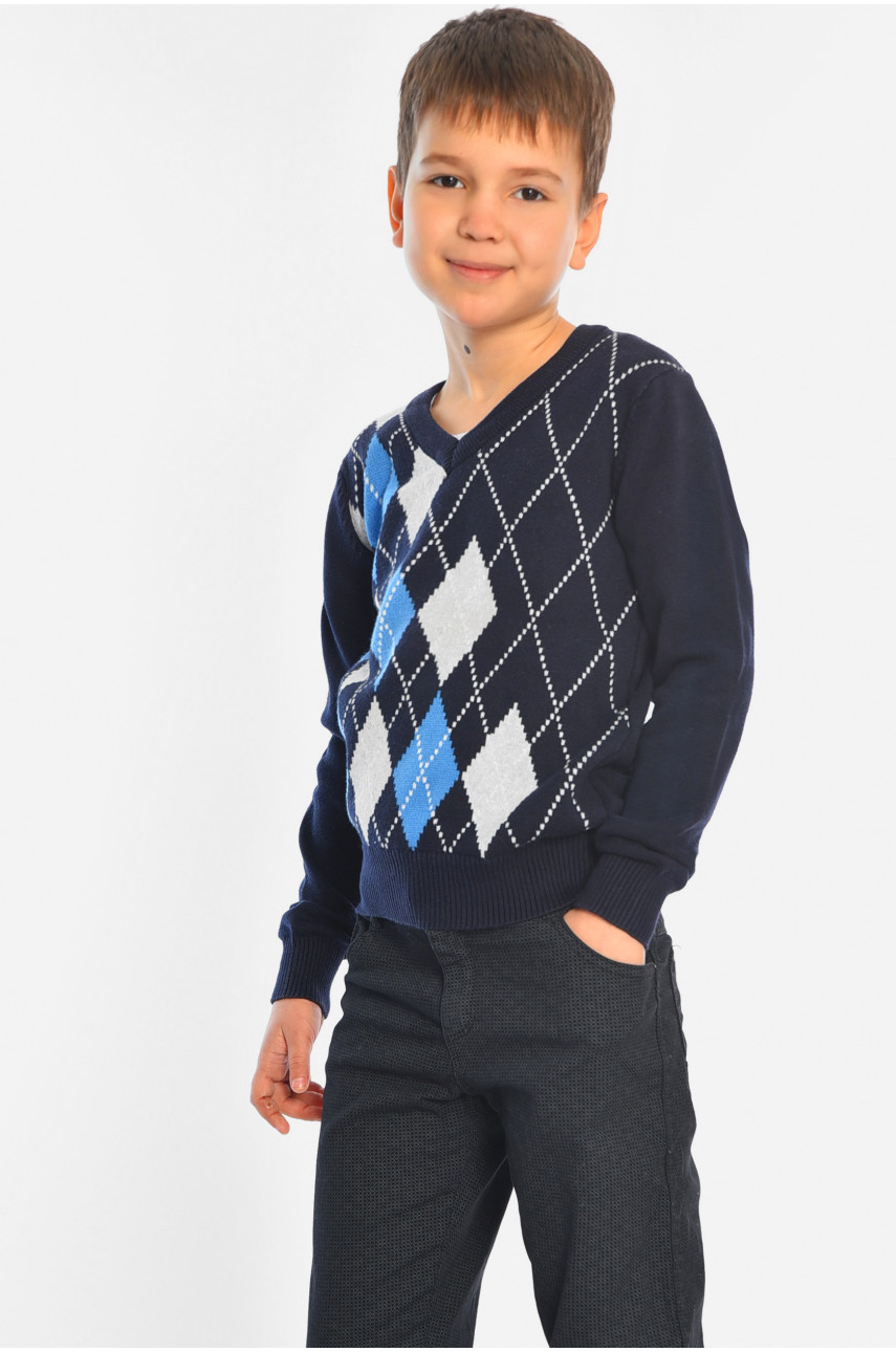 Свитер детский для мальчика темно-синего цвета 8404 196331