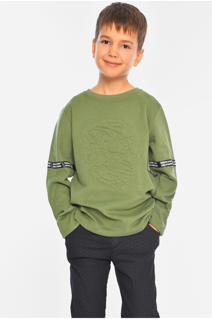 Светр дитячий для хлопчика кольору хакі череп 196335