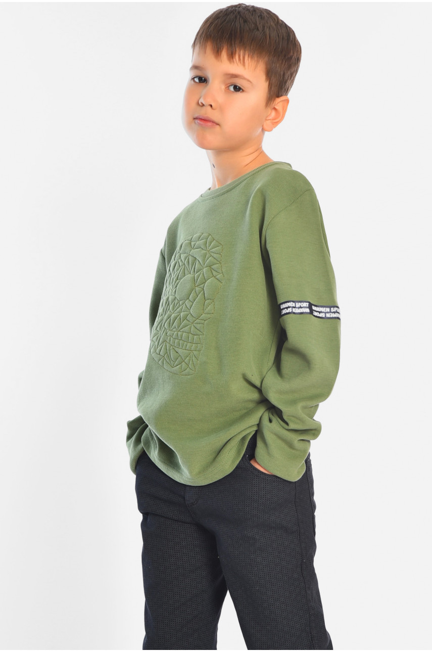 Светр дитячий для хлопчика кольору хакі череп 196335