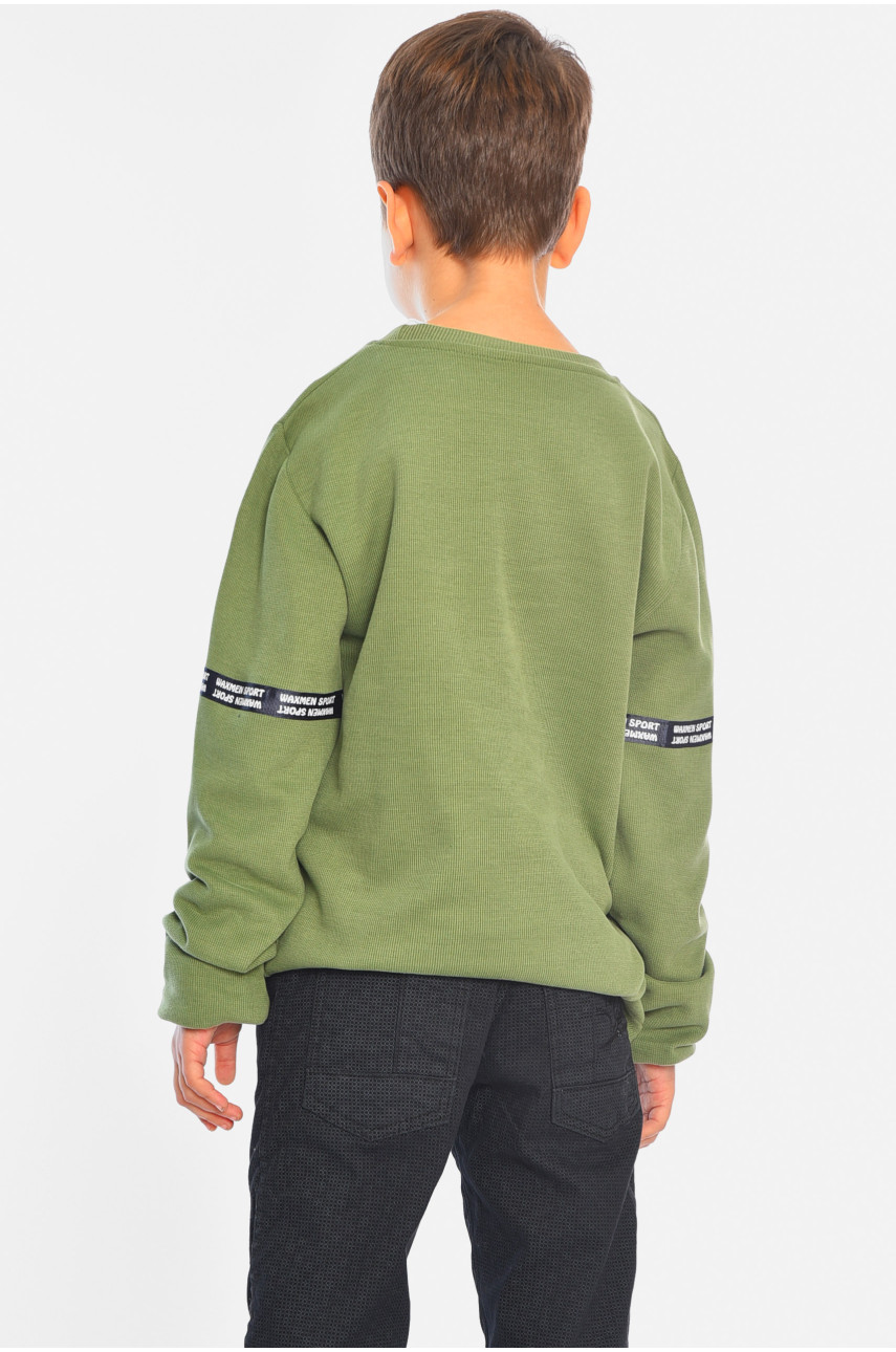 Светр дитячий для хлопчика кольору хакі череп 196335