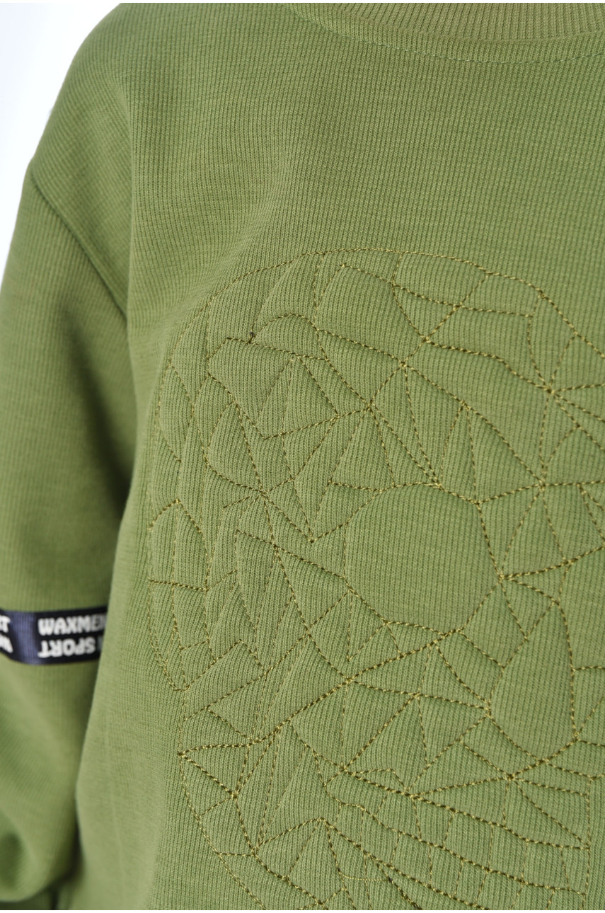 Светр дитячий для хлопчика кольору хакі череп 196335