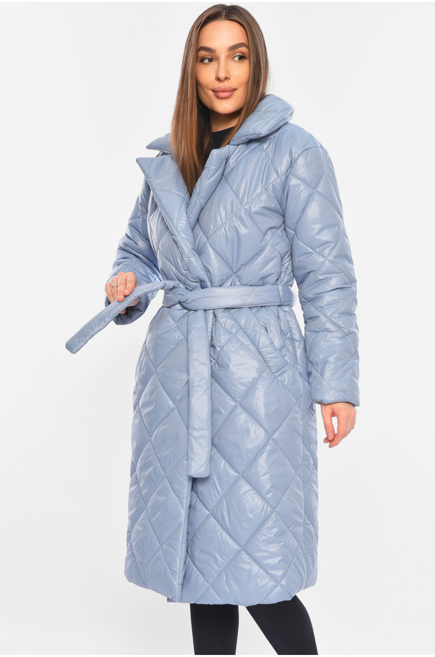 Куртка жіноча подовжена демісезонна блакитного кольору 327 196379
