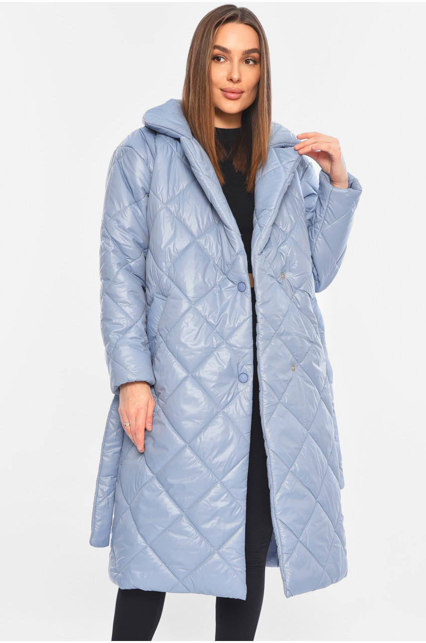 Куртка жіноча подовжена демісезонна блакитного кольору 327 196379